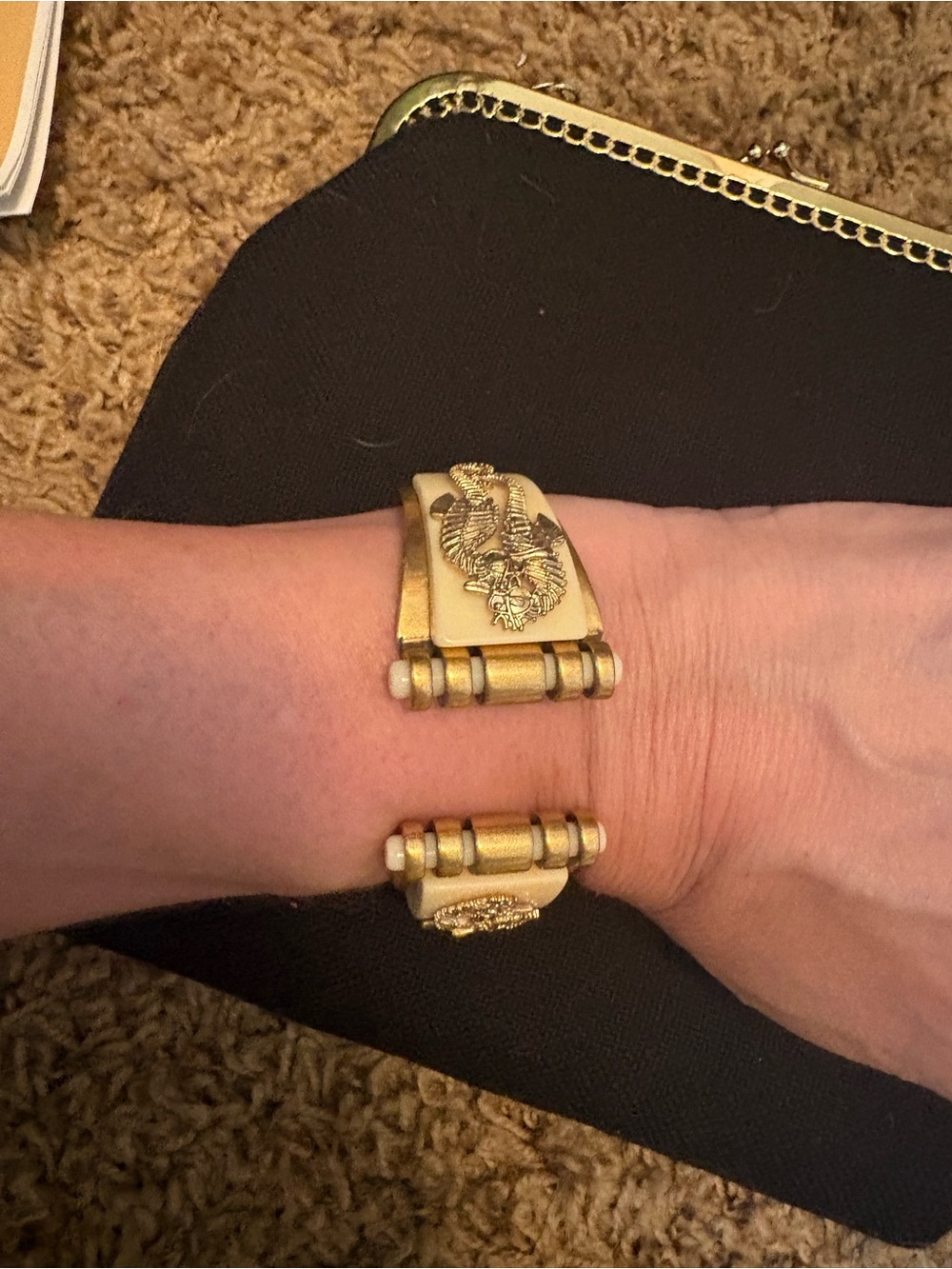 Cabi Seahorse Gold Tone Hinged Bracelet